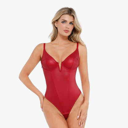 Leather Corset Top Bodysuit Lingerie Lace