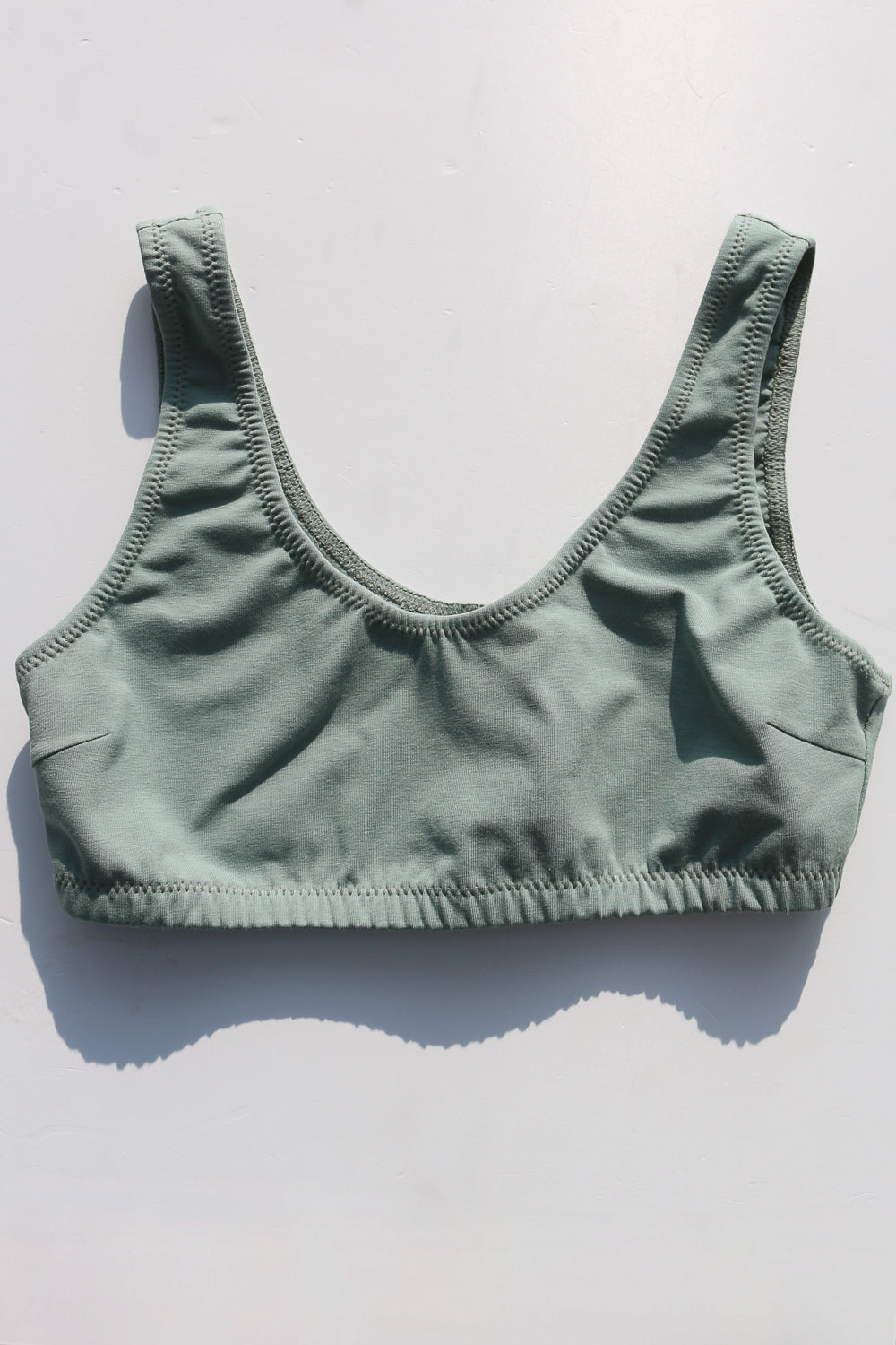 Wide Strap Bralette in Sage Green Organic Cotton