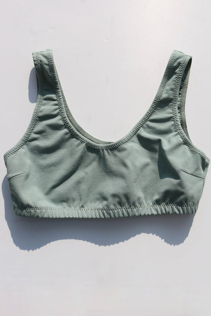 Wide Strap Bralette in Sage Green Organic Cotton