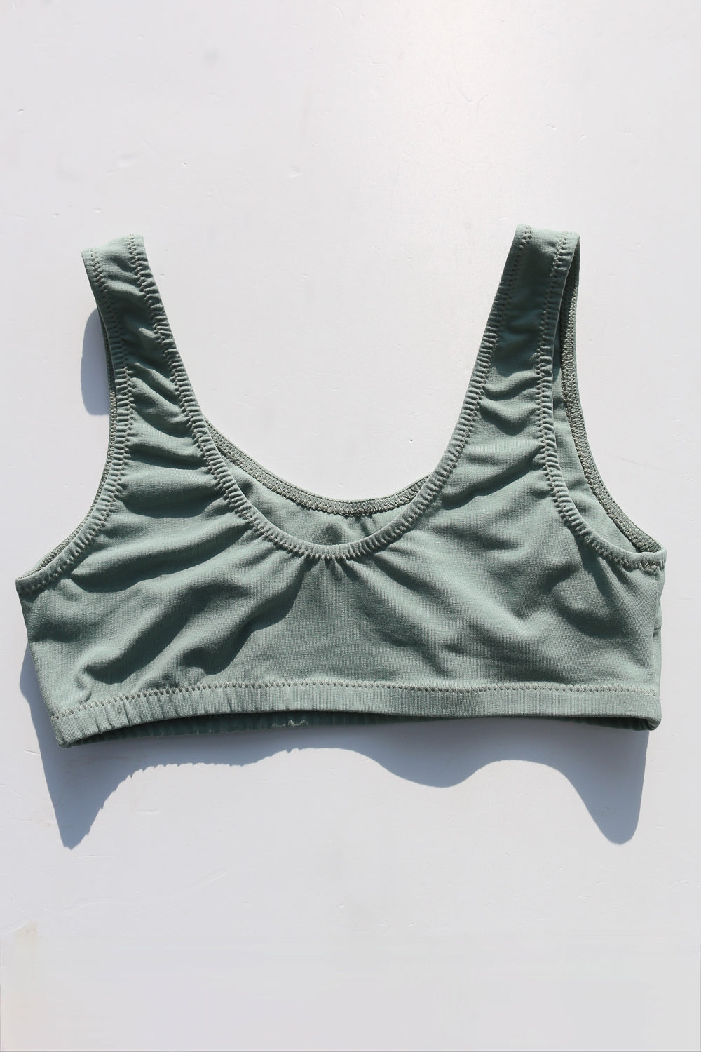 Wide Strap Bralette in Sage Green Organic Cotton
