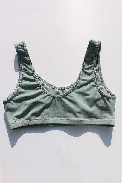 Wide Strap Bralette in Sage Green Organic Cotton