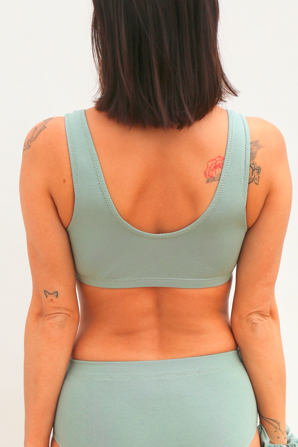 Wide Strap Bralette in Sage Green Organic Cotton