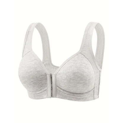 Adjustable front-buttoned stretchable bra without steel underwire