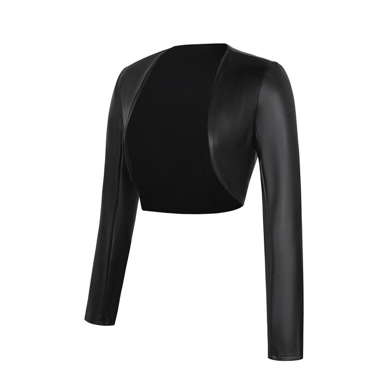 Crop Leather Jacket  Black